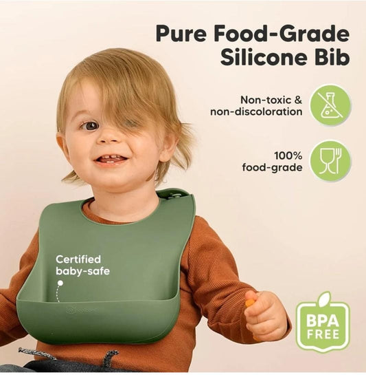 Silicone Baby Bib for Feeding & Weaning Babies & Toddlers, Waterproof