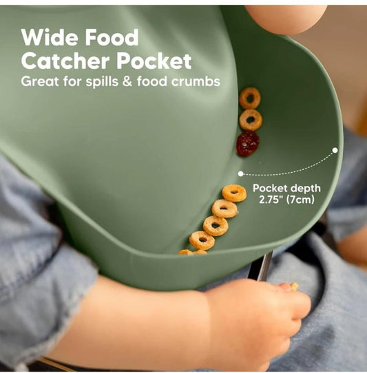 Silicone Baby Bib for Feeding & Weaning Babies & Toddlers, Waterproof